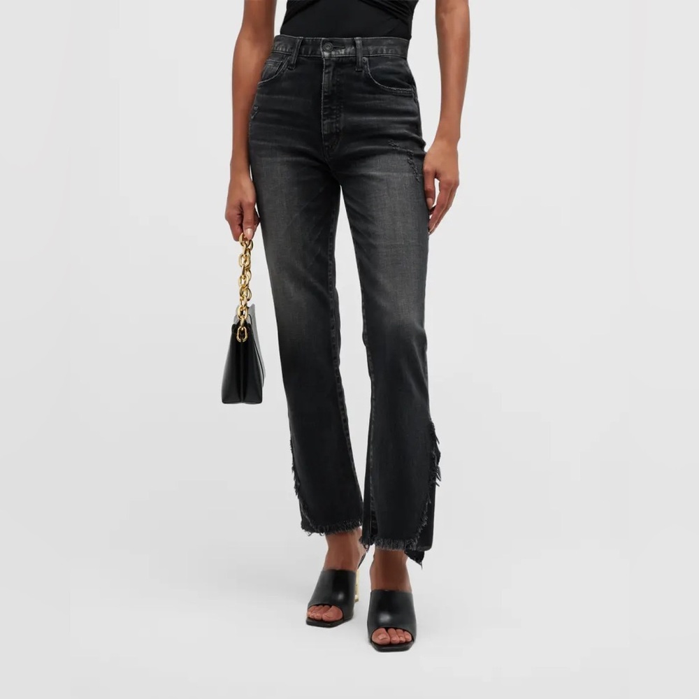 MOUSSY VINTAGE Alhambra Distressed Flare Black Jeans 26